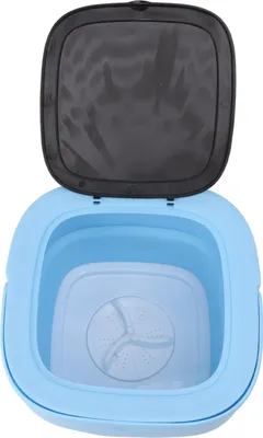 Image de Petit lave-linge pliable TPE et PP 100?240V Déshydrateur intégré 6L Mini lave-linge portable à seau pour sous-vêtements Chaussettes Bleu EU Plug