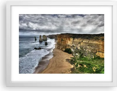 Produktbild von Gerahmtes Poster - Weißer Rahmen - Strand Ozean Landschaft - 40x30 cm - Wand Bild - Wanddeko - Wandbilder - Kunstposter - Wandposter - Bilderrahmen - Bilder - Kunstdruck - Wandbild - P2WAA40x30-0141
