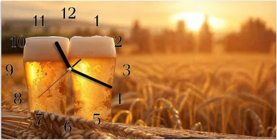 Produktbild von Wanduhr aus Glas mit Motiv Sonnenuntergangsbecher- 60 x 30 cm - inkl. Aufhängesystem