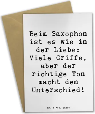 Produktbild von Mr. & Mrs. Panda Klappkarte Spruch Saxophon Liebe - Weiß - Geschenk, Grußkarten, Grußkarte, Musiktechnik, Blues, Griffe, einladungskarten, osterkarte, Töne, Lernen, Musik
