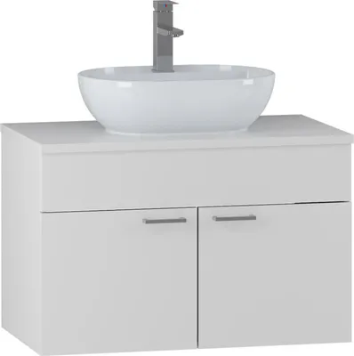 Produktbild von Badplaats Waschbeckenunterschrank Colorado 80 x 46 cm Weiß Matt - Hängender Badezimmerschrank mit 2 Schubladen