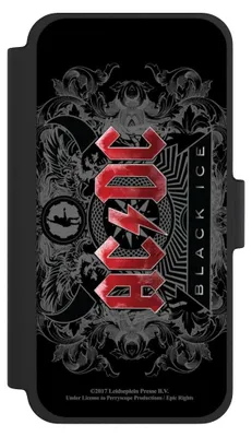 Produktbild von NIVOCASE Klapphülle für Apple iPhone 12 mini  Handyhülle aus Kunst Leder NIVOflip schwarz ACDC Black Ice Fanartikel