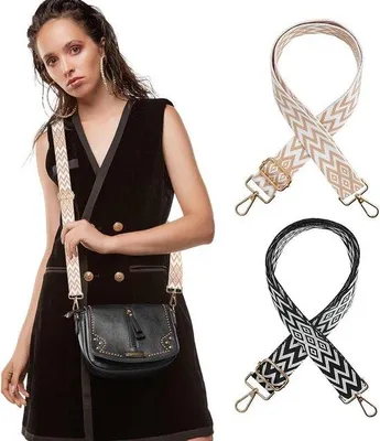 Produktbild von Famanu verstellbarer Schulterriemen für Taschen - Breite 38 cm - Trageriemen für Handtaschen 70-130 cm - Schwarz/Beige