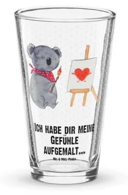 Produktbild von Mr. & Mrs. Panda Glas Koala Künstler - Transparent - Geschenk, Liebesgeschenk, Liebe, Pint, Gefühle, Bierglas, Cocktailglas, Zeichnen, Longdrinkglas, Tumbler