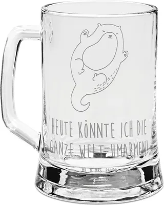 Produktbild von Mr. & Mrs. Panda Seidel Otter Umarmen - Transparent - Geschenk, Optimistisch, Seeotter, gut Gelaunt, Krug, Bierkrug Mit Gravur, Glas, Hallo, Bierhumpen, Humpen, glücklich