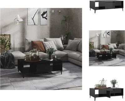 Zdjęcie produktu dla vidaXL Stolik kawowy czarny wysoki połysk 103,5x60x35 cm materiał drewnopochodny - Stoliki kawowe