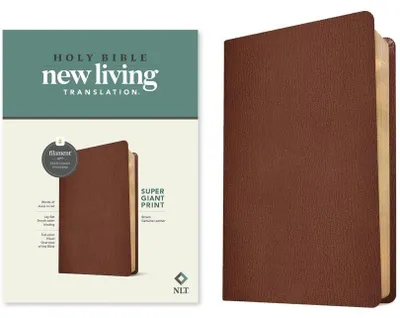 Produktbild von NLT Super Giant Print Bible, Filament Enabled (Genuine Leather, Brown, Red Letter)