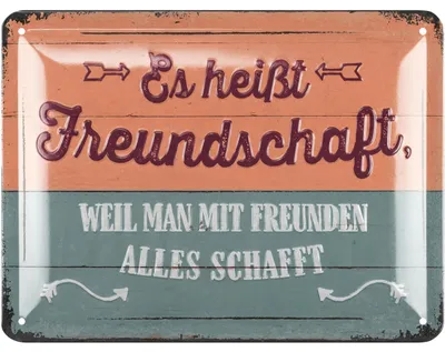 Produktbild von LANOLU Retro Blechschild FREUNDSCHAFT, vintage Metallschilder mit Sprüchen, Shabby Chic Deko Küche und Garten, 15x20cm