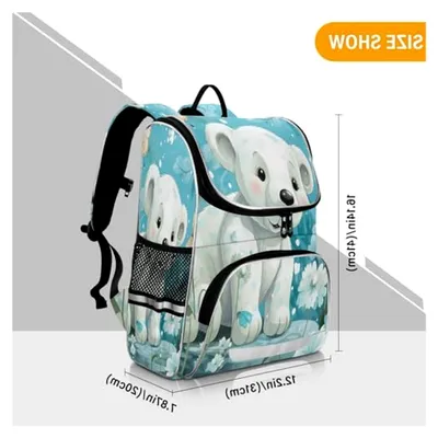 Produktbild von Bunte Eisbär Büchertasche für Kinder, Rucksack für Schüler, große Tasche für Mädchen und Jungen