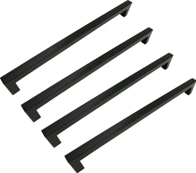 Immagine prodotto di Maniglia classica per mobili in acciaio inox, 320 mm, nera, opaca - set di 4 con viti di montaggio per cassetti e mobili