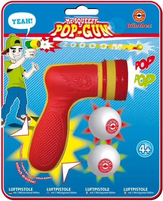 Produktbild von Paul Günther 1540 - Mc Squeezy Pop Gun, Luftpistole für Kinder mit 2 Softbällen, geeignet für drinnen und draußen