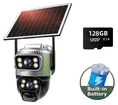 Image de Caméra de surveillance, résolution 8MP, connectivité 4G, système de vidéosurveillance + carte mémoire 128 Go