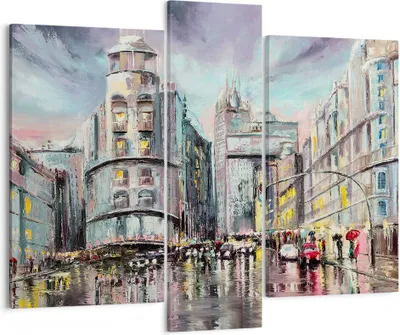 Produktbild von Bild auf Leinwand - Leinwandbild - Stadt Straße Haus - 95x80cm - Wand Bild - Wanddeko - Wandbilder - Leinwanddruck - Bilder - Kunstdruck - Wanddekoration - Leinwand bilder - Wandkunst - CB95x80-3440