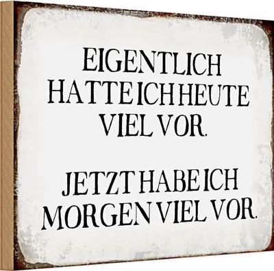 Produktbild von Holzschild Spruch 30x20cm eigentlich hatte heute viel vor
