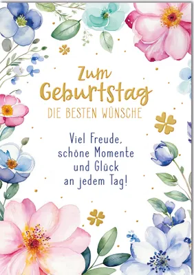 Produktbild von Geburtstag Blumenrahmen Freude schöne Momente Glück Große DIN A4-Karte mit Umschlag XXL-Karte