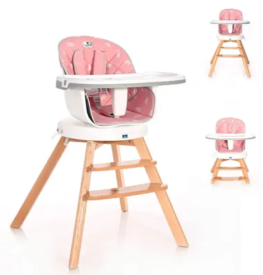Obrázok produktu pre Vysoká stolička Lorelli Napoli 3 v 1, sedadlo otočné o 360°, nastaviteľná výška ružová