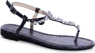 Produktbild von topschuhe24 1617 Damen Riemchen Zehentrenner Glitzer Snake Optik, Farbe:Schwarz, Größe:37 EU