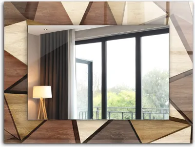 Produktbild von Bedruckter Spiegel - Wandspiegel - Dekorativer - Modern - 80x60 cm - Geometrische Muster Aus Holz