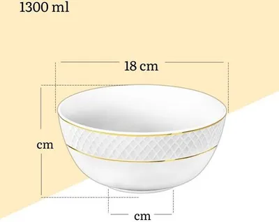 Zdjęcie produktu dla Porcelanowa miska Wilmax ze złotymi liniami, 18 cm, 1300 ml, zestaw 6 sztuk, WL-880102369/A6