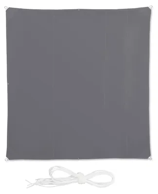 Image de Tente d'ombrage carrée Relaxdays, hydrofuge, protection UV, avec cordes de tension, pour terrasse ou balcon, L x P : 5 x 5 m, gris