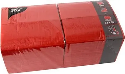 Produktbild von 1000 Servietten, 3-lagig 1/8-Falz 33 cm x 33 cm rot