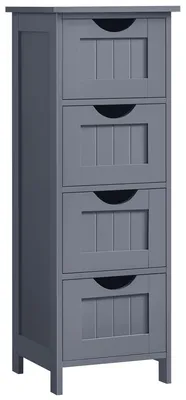 Produktbild von VASAGLE Badezimmerschrank, Badschrank, Beistellschrank mit 4 Schubladen, 30 x 30 x 82 cm, für Badezimmer, Wohnzimmer, Esszimmer, Küche, modern, grau LHC040G01
