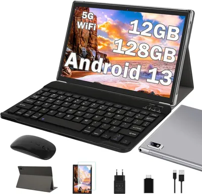 Produktbild von 10 Zoll Tablet Android 13, 12GB RAM 128GB ROM bis 2TB, Octa Core 2.0GHz, 8000mAh Akku, WiFi 2.4G/5G, IPS Display, mit Tastatur Maus