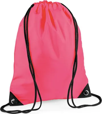 Produktbild von Nylon-Sport-/Schwimm-Turnbeutel mit Kordelzug – 45 x 34 cm – fluoreszierendes Pink – Kindertaschen – 12 Liter