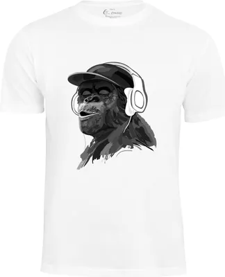 Produktbild von Cotton Prime® T-Shirt mit Affenmotiv - Monkey mit DJ-Kopfhörer XXL weiss