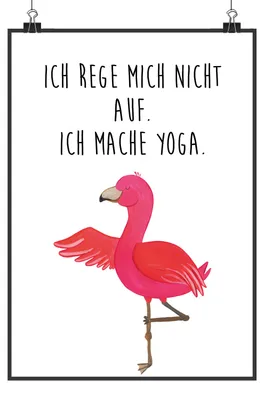 Produktbild von Mr. & Mrs. Panda Bild Flamingo Yoga Motiv DIN A5 - Weiß - Geschenk, Wandbild, Yogi, Vogel, Rosa, drucke, Namaste, Kunstdruck, wanddeko, Meditieren, Plakat