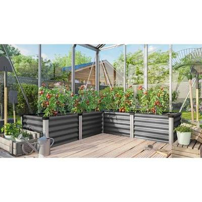 Obrázek produktu pro Vyvýšený záhon Vitavia Linus In & Out 401 M plechový 185 x 65 x 40 cm šedý