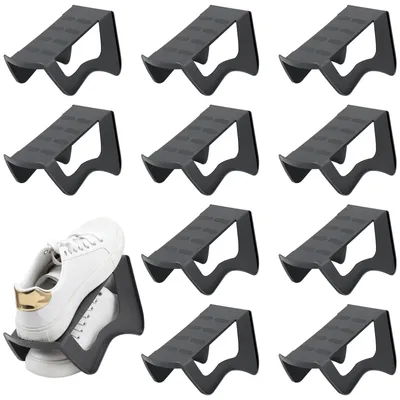 Schuhstapel 10er-Set, platzsparend, rutschfest, PP-Kunststoff, grau