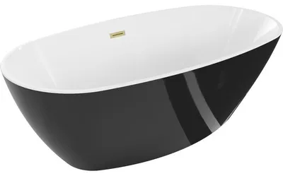 Obrázek produktu pro Mexen Eris samostatně stojící vana 170 x 80 cm, bílá/černá, přepad zlatý kartáčovaný - 53441708075-55