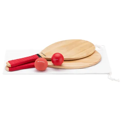 Produktbild von Navaris Beach Tennis Set inkl. Bälle - Beachtennis Spiel zwei hochwertige Matkot Schläger aus Holz - Paddle - Beachball Holzschläger für Strand
