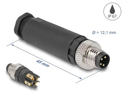Imagen del producto de Conector Delock M8, codificación A, con 4 pines, con conector roscado para montaje