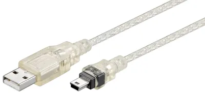 Produktbild von Wentronic USB MINI-B 5 pin 060 TRANS 0.6m, USB A, Mini-USB B, Männlich/männlich