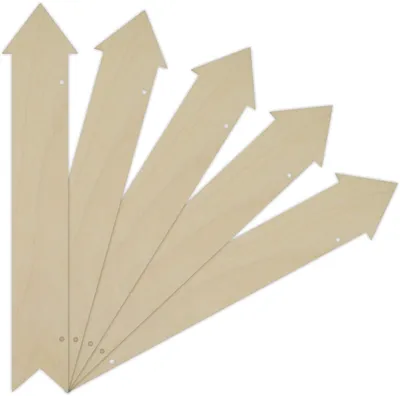Produktbild von Creative Deco 5 x Große Holz-Zeiger Anhängers aus Sperr-Holz | 30 x 6-4,5 cm | Unlackierten Form-Scheiben | Perfekte Ausschnite für Bemalen, Dekorieren, Geschenk & Decoupage