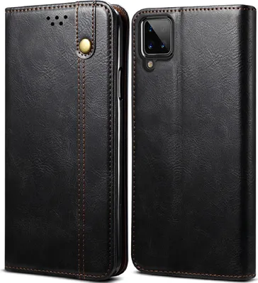 Produktbild von Galaxy A12 5G Hülle, LaimTop Leder Flip Brieftasche Schutzhülle für Samsung Galaxy A12 5G Schwarz