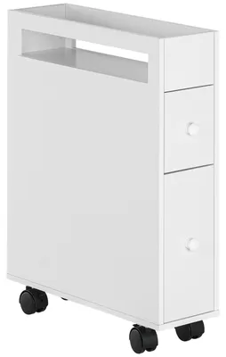 Produktbild von kleankin Badezimmerschrank mit Rollen, Nischenschrank mit Schubladen, Fach Weiß