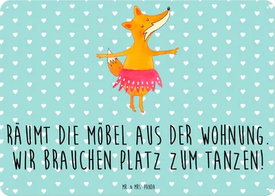 Produktbild von Mr. & Mrs. Panda Wandbild Fuchs Ballerina DIN A3 - Türkis Pastell - Geschenk, Ballett, Feier, Blechschild, Party, Türschild, Geburtstag, tafel, Blechtafel, Schild