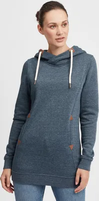 Produktbild von OXMO OXVicky Damen Sweat Hoodie Long Pullover Kapuzenpullover mit Kapuze Kordelzug Regular fit