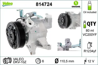 Produktbild von VALEO 814724 DKV10Z Klimaanlage Klimakompressor für SUBARU FORESTER (SJ) XV (GP) IMPREZA Schrägheck (GP)