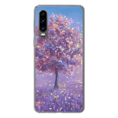Produktbild von MuchoWow® Handyhülle Schutzhülle Hülle für Huawei P30 Baum - Sommer - Rosa Silikon Softcase Handy Hülle - Kartenbesitzer