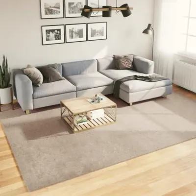 Produktbild von HUARTE Kurzflorteppich Waschbar und rutschfest - Weicher Wohnzimmer Teppich in Felloptik für Schlafzimmer und Büro, 100% Polyester, Sandfarben, 240x340 cm