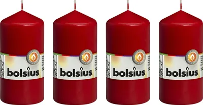 Produktbild von 4er-Set Stumpenkerze - Höhe 12 cm - Durchmesser 5,8 cm - Rot