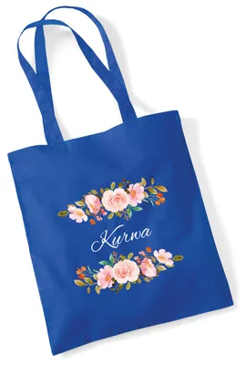 Produktbild von Huuraa Jutebeutel Kurwa polnisch Blumen 10 Liter Bright Royal Baumwolle Tasche Geschenkidee