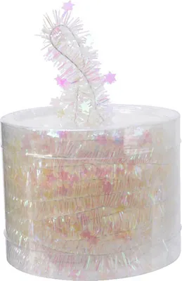Produktbild von Weihnachtsgirlande Lametta mit Sternen 3cm x 7m - Klar irisierend