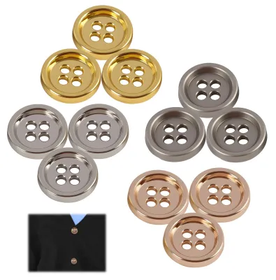 Produktbild von Metallknöpfe - 12 Stück mit 4 Löchern - zum Annähen für Hemden und Jacken - 10 mm - Gold, Gold matt und Silber matt