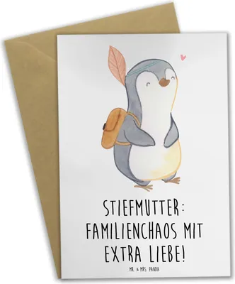 Produktbild von Mr. & Mrs. Panda babykarte Stiefmutter Liebe - Weiß - Geschenk, besonders, einladungskarten, Stiefkind, hochzeitskarten, weihnachtskarten, herzerwärmende Sprüche, Familie