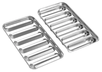 Imagen del producto de Molde para salchichas de acero inoxidable, con 6 cavidades, sin funda, para salchichas tipo hot dog